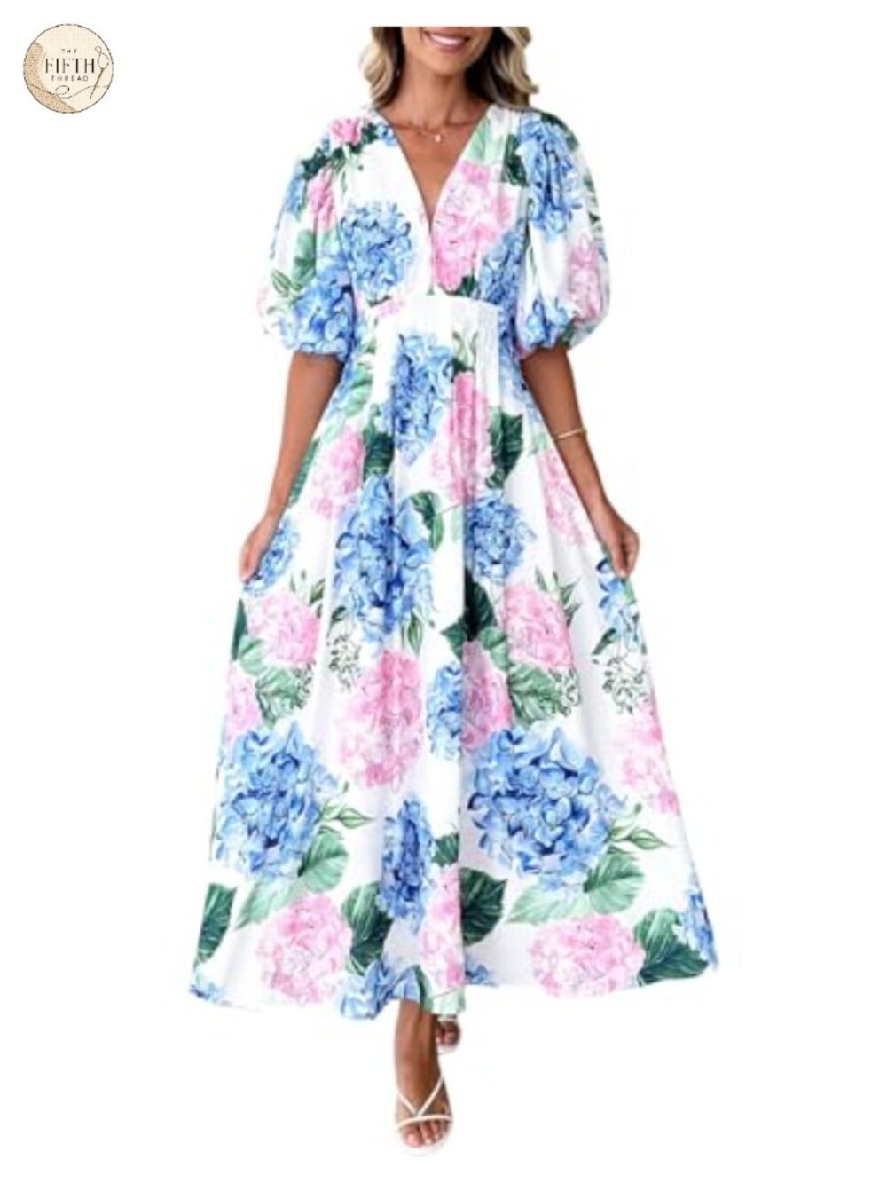 Floral Maxi Dress V-Neck Short Sleeve Wedding Guest Summer